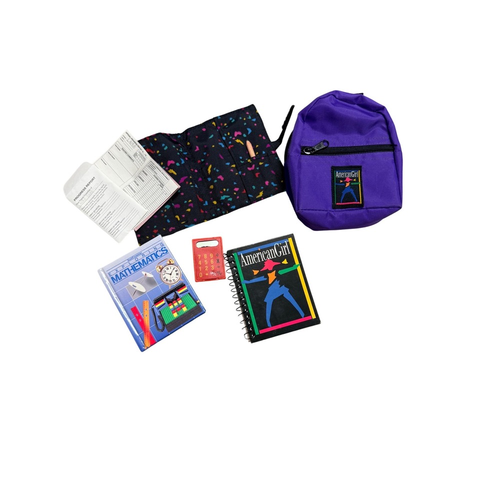 VTG 1995 American Girl of Today School Gear, Purple Backpack & Supplies Lot
